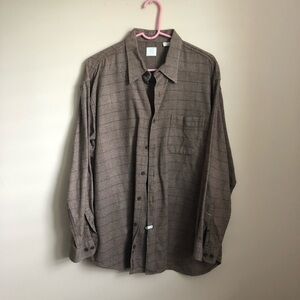 Bill Robinson Brown Striped Button-Up Shirt | Size XL